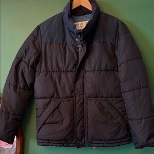 Barbour Mens S Black & Navy Quilted Puffer Jacket Winter Outdoors